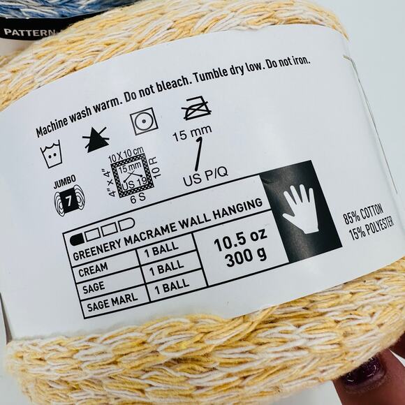 2 Macrame Colors Yarn by Loops and Threads Cornflower Blue Marl Yellow Marl - Picture 5 of 7